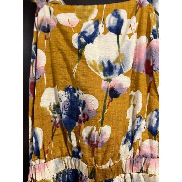 NEW!! LUCCA COILUTURE Khloe Terracotta Gold Floral Romper Size Large Flounce Ruf - Picture 8 of 15